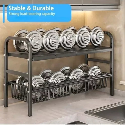 Expandable under Sink Organizer, 2 Tier under Sink Shelf with 3  Baskets
