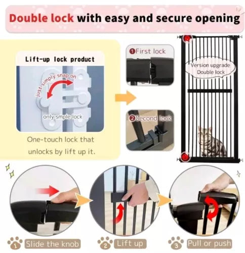 Extra Tall Pet Gate 61.02" High Pressure Mounted 46.65"-50.78" Extra Wide (9 ...
