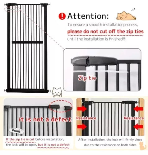 Extra Tall Pet Gate 61.02" High Pressure Mounted 46.65"-50.78" Extra Wide (9 ...