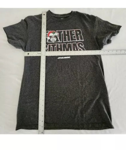 Father Sithmas Star Wars Christmas Short Sleeve Gray T-Shirt Men's Medium New