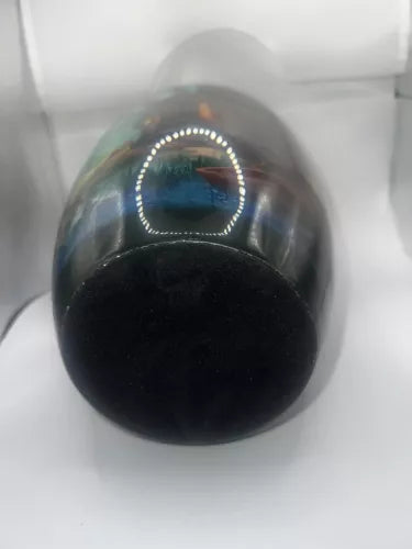 Fish And Cabin Printed Urn Vase Missing Lid Still Nice Art Vase