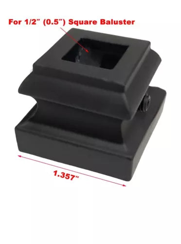 Flat Shoes with Hex Screw For 1/2" Square Balusters - Satin Black 10pcs - DH-30