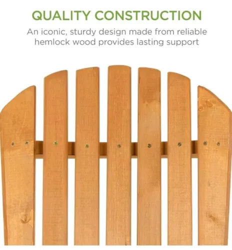 Folding Adirondack Chair Outdoor, Wooden Accent Lounge Furniture 350lb Capacity