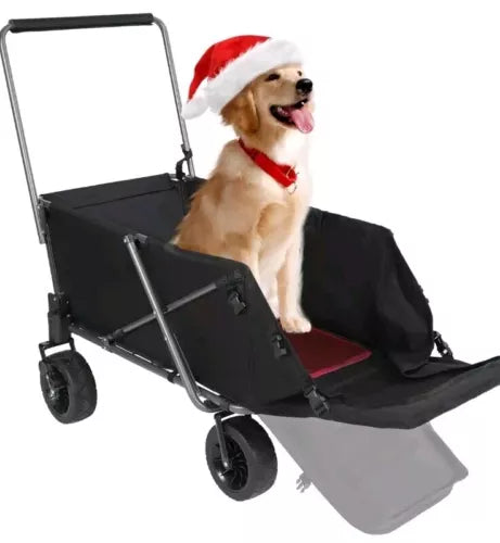 Folding Dog Wagon Cart with Extendable Rear End, Heavy Duty, 220Lbs