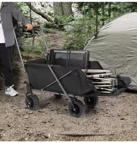 Folding Dog Wagon Cart with Extendable Rear End, Heavy Duty, 220Lbs