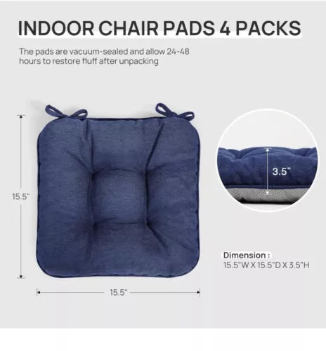 Love's cabin Memory Foam Chair Cushions Set of 4 Outdoor/Indoor Chair Pads fo...