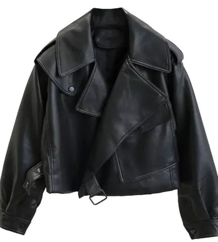 LY VAREY LIN Womens Faux Leather Motorcycle Jacket Medium