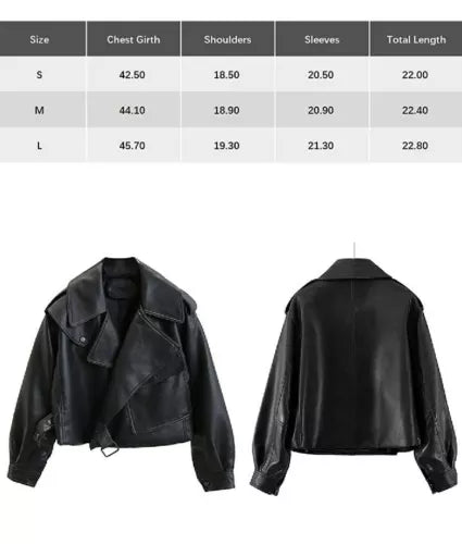 LY VAREY LIN Womens Faux Leather Motorcycle Jacket Medium