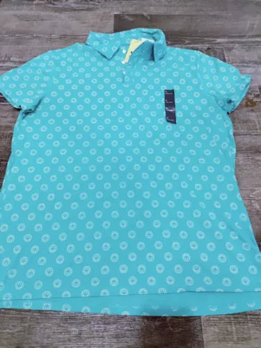 Men's Short Sleeve Polo Shirt - All in Motion Green Smiley Face Xl NWT