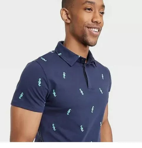 Men's Short Sleeve Polo Shirt - All in Motion Navy Blue Xxl