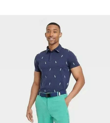 Men's Short Sleeve Polo Shirt - All in Motion Navy Blue Xxl