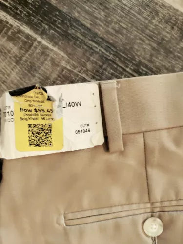 Men's Stretch Dress Pants Slim Fit Dress Pants Khaki Colored 46x40
