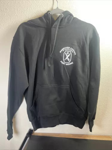 Mens Fleece Hoodie Black Sweatshirt Long Sleeve Pocket ARMY Fort Moore Custom SM