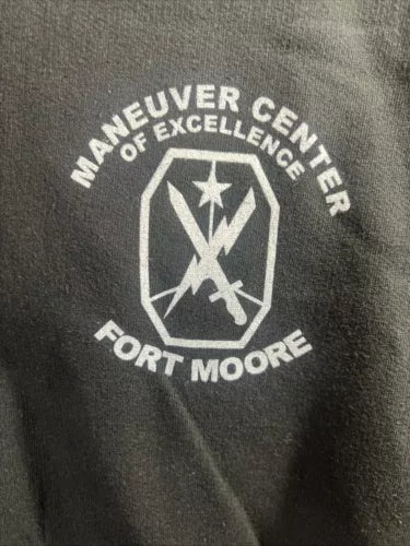 Mens Fleece Hoodie Black Sweatshirt Long Sleeve Pocket ARMY Fort Moore Custom SM
