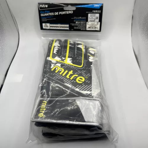 Mitre Pro Flex Goalkeeper Glove Adult Size 8 Goalkeeper Gloves Black/White/Neon