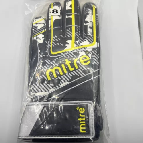 Mitre Pro Flex Goalkeeper Glove Adult Size 8 Goalkeeper Gloves Black/White/Neon