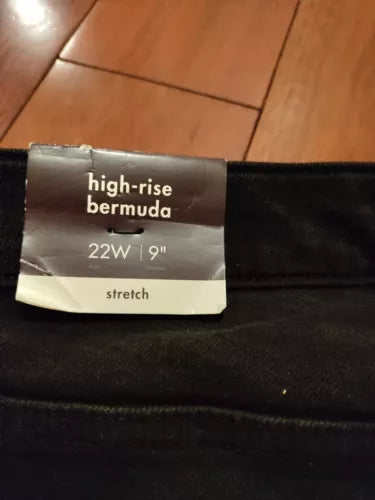 Women's Plus Size High Rise Jean Shorts - Ava & Viv - Black 22W NWT