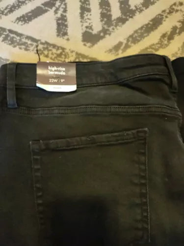 Women's Plus Size High Rise Jean Shorts - Ava & Viv - Black 22W NWT