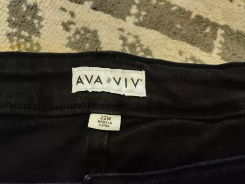 Women's Plus Size High Rise Jean Shorts - Ava & Viv - Black 22W NWT