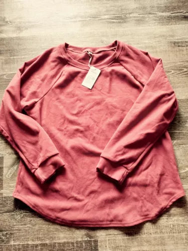 XIEERDUO FASHION VELOUR CURVE HEM SWEATSHIRT PULLOVER Red SIZE XL Super Soft