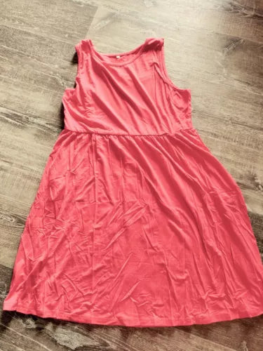 Yoklass Girls Red/Pink Dress Sz 12-14 New Soft Summer Sleeveless T-shirt Dress