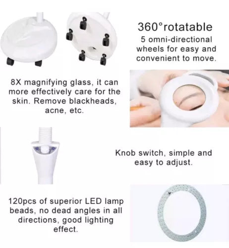 YUYTE Magnifying Floor Lamp,Height Adjustable 8X Magnifying Stand Lamp LED