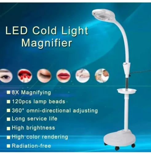 YUYTE Magnifying Floor Lamp,Height Adjustable 8X Magnifying Stand Lamp LED
