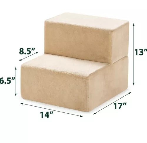 ZINUS Foam 13 Inch X-Small, 2 Step Pet Stairs, sized as 14” x 17” x 13”