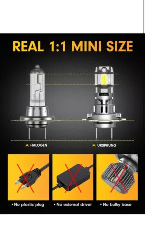 Ursprung H7 LED Light Bulbs 120W 26000LM 6500K Cool White Pair 800% Super Bright