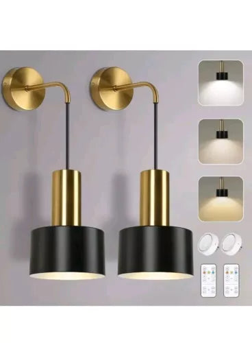 VerRon L2005 1Bk Black Battery Operated Wall Sconce Wireless Wall Lights NEW