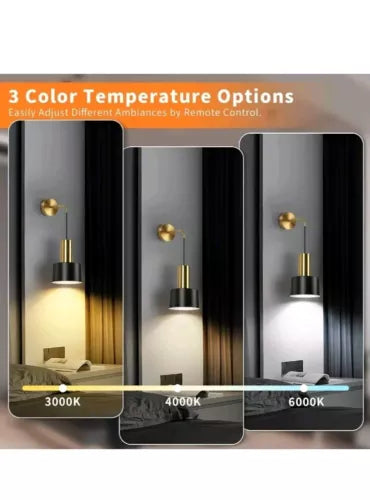 VerRon L2005 1Bk Black Battery Operated Wall Sconce Wireless Wall Lights NEW