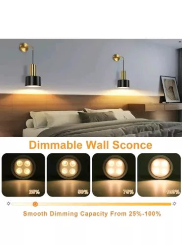 VerRon L2005 1Bk Black Battery Operated Wall Sconce Wireless Wall Lights NEW