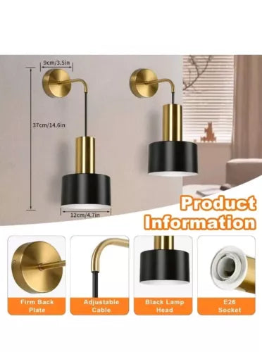 VerRon L2005 1Bk Black Battery Operated Wall Sconce Wireless Wall Lights NEW