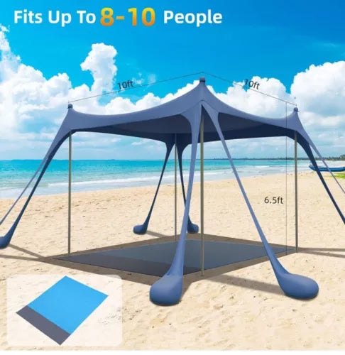 Vibemo Pop Up Beach Tent Sun Shelter UPF50+,Ground Pegs and Stability Poles US