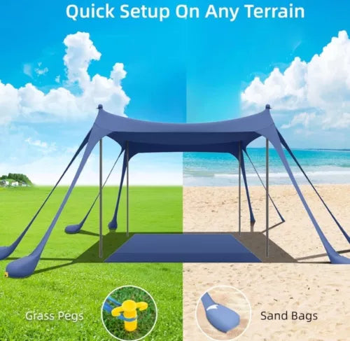 Vibemo Pop Up Beach Tent Sun Shelter UPF50+,Ground Pegs and Stability Poles US