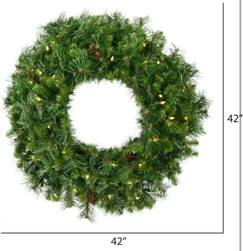 Vickerman 42" Cheyenne Pine Wreath w/ 100 Dura-Lit Lights A801043