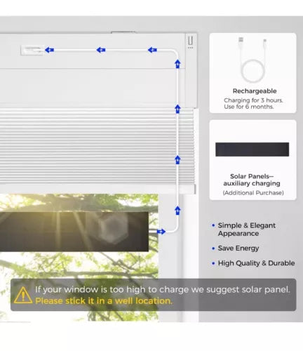 Motorized Roller Blind Window Remote Control Blackout Smart Roller Shade 34”x64”