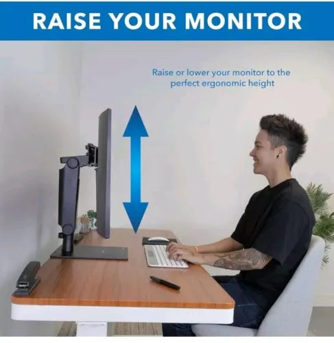 Mount-It! Freestanding Dual Monitor Stand 17" to 32", Height Adjustable, Tension