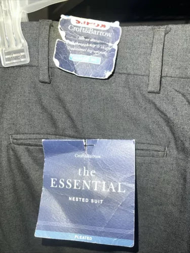 New Mens Croft & Barrow The Essential Dress Pants Classic Fit Gray Size 38