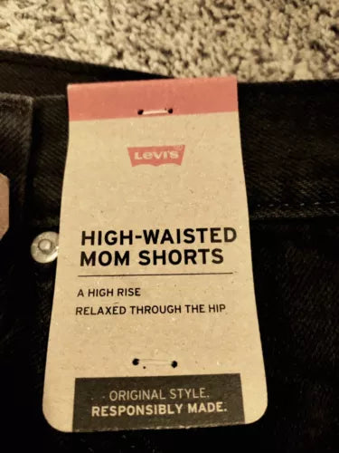 NEW Levi's Women's Size 24W High Waisted Mom Jean Shorts Denim Black NWT