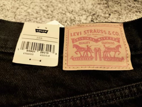 NEW Levi's Women's Size 24W High Waisted Mom Jean Shorts Denim Black NWT
