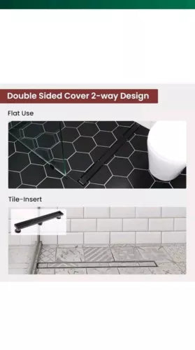 Muschbath Liner Shower Drain 48" Matte Black, Tile Insert