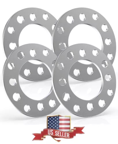 MZS Wheel Spacers, 1/4" 6mm Thick - M14 1/2" Thread Pitch Fit 5 Lug Pack Of 4
