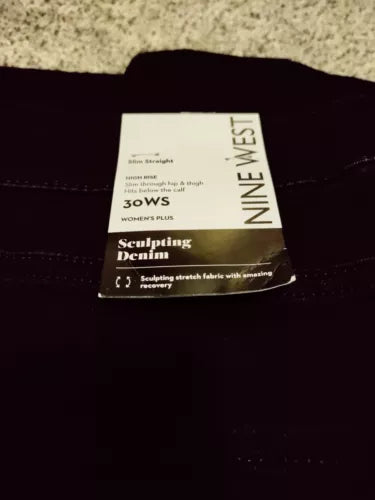 NINE WEST WOMEN'S PETITES  SCULPTING DENIM BLACK JEANS 30W P NEW