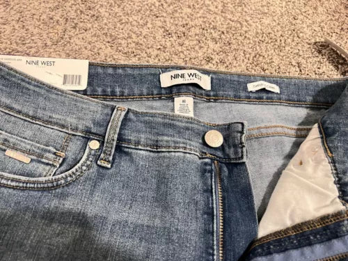 Nine West Womens Chrystie Christie Capri Jeans 16 Blue Med Stretch NWT