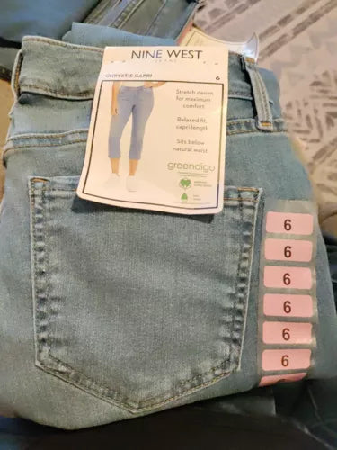 Nine West Womens Chrystie Christie Capri Jeans 6 Blue Canyon Stretch NWT