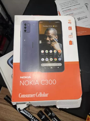 Nokia C300 2023 32GB 4G Consumer Cellular Prepaid Smart Cell Phone 6.5 XL Screen