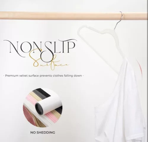Non-Slip Premium Slim Velvet Clothes Hangers 100 Pack Ivory Space Saving Home