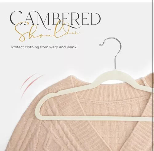 Non-Slip Premium Slim Velvet Clothes Hangers 100 Pack Ivory Space Saving Home