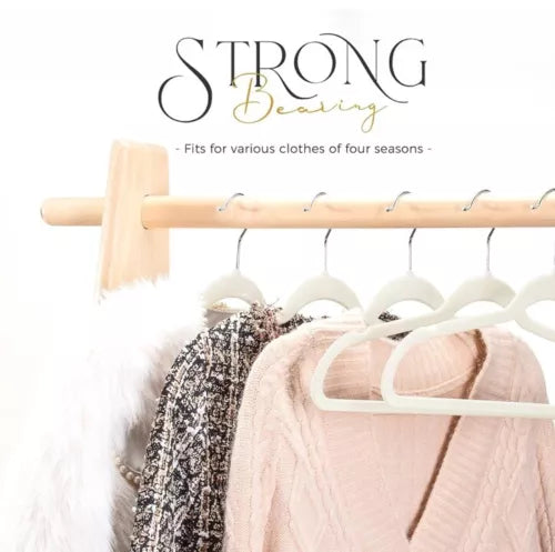 Non-Slip Premium Slim Velvet Clothes Hangers 100 Pack Ivory Space Saving Home